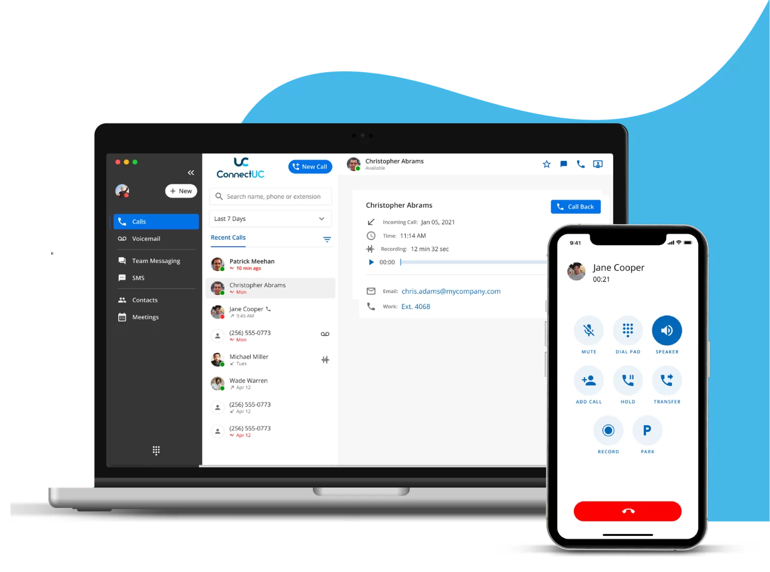 The ConnectUC app shown on a laptop and a smartphone